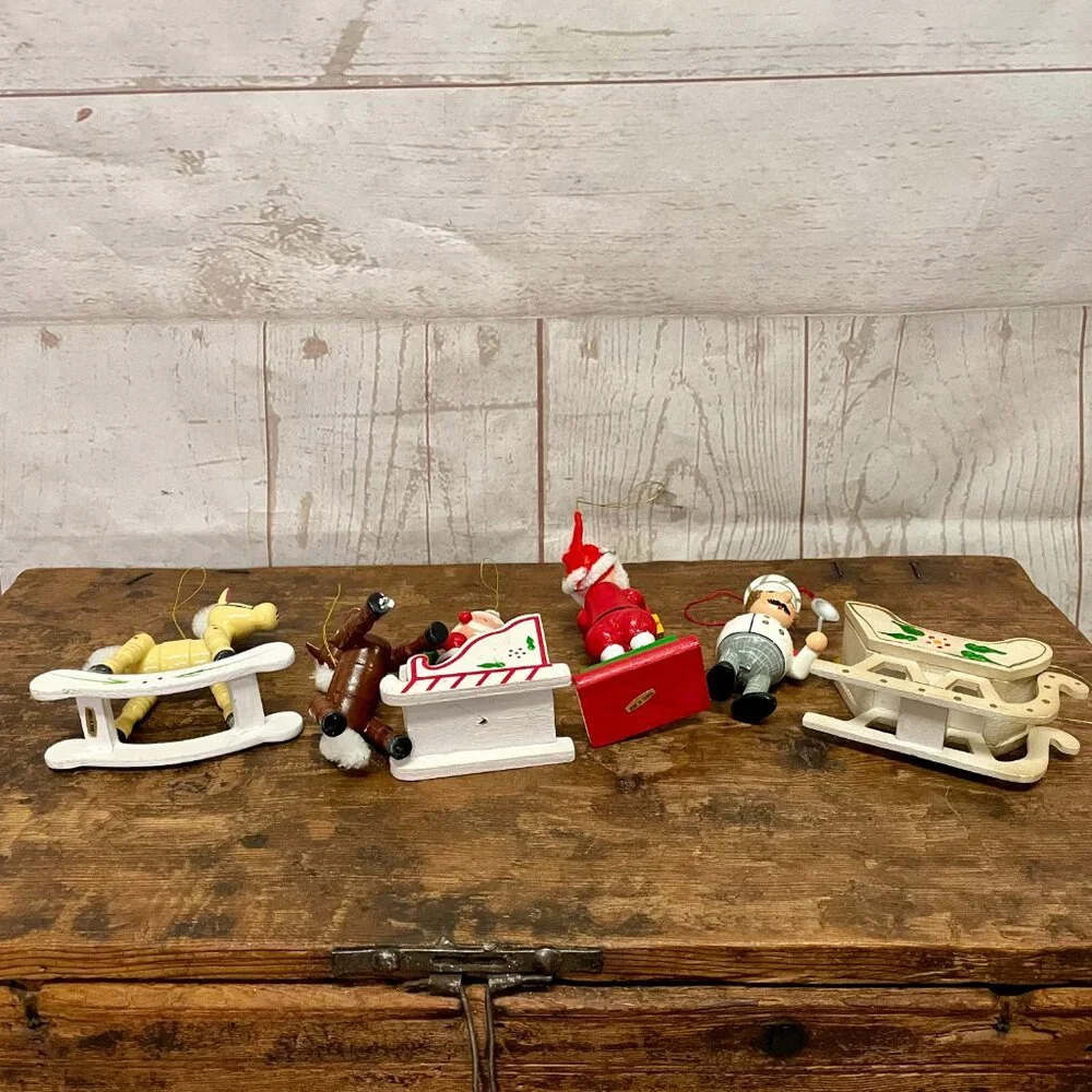 Lot of 6 Vintage Wooden Christmas ornaments